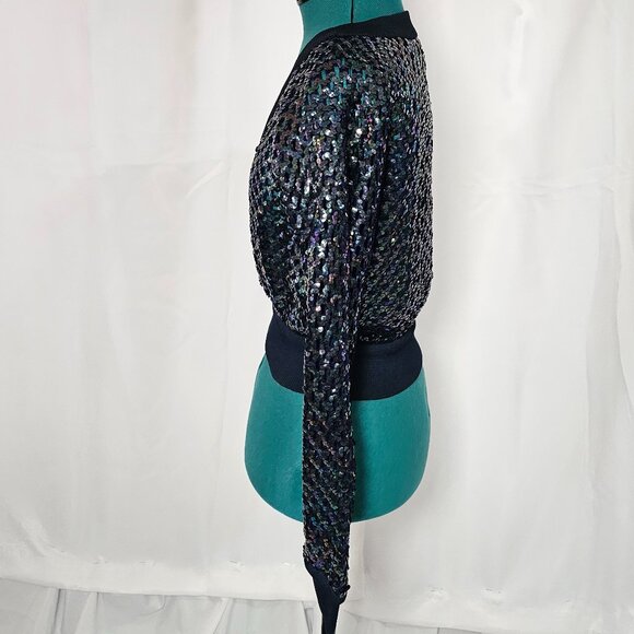 Anthony Muto A.M / P.M Vintage Sequin Blouson Top – Size 8 - Picture 2 of 8